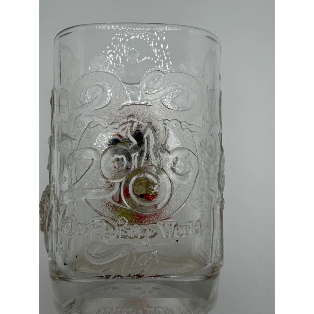 Disney World 2000 McDonald's Glass Safari Mickey Mouse Souvenir Tumbler Clear